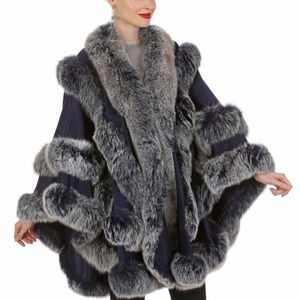 Navy Frost Cashmere Cape Empress Style Plus Size